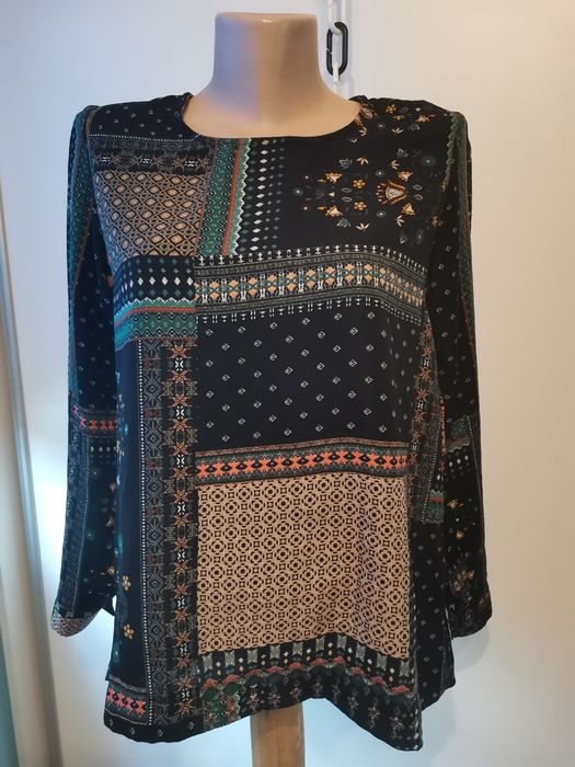 Bluzka damska z długim rękawem Cocomore rozm 36, etno wzór