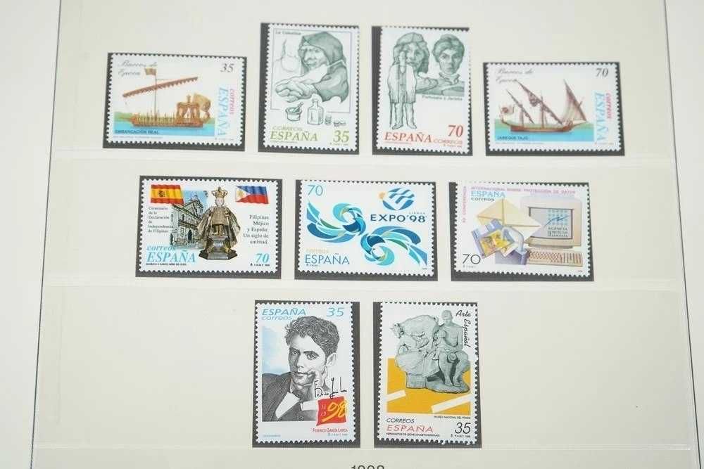 españa 1997-2000 coleção de 170 selos e 25 folhas de souvenirs em álbum 