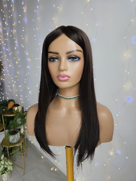 Tupet topper ciemny brąz Wiola 50 cm naturalna fryzura