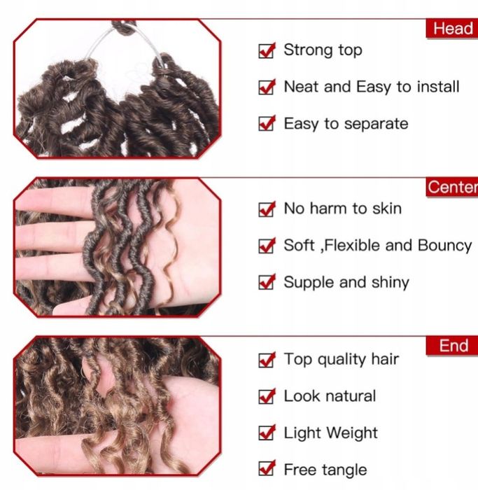 Doczepy do włosów 45cm 7 szt Xtrend Faux Locs
