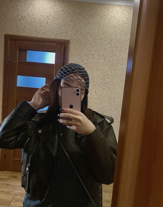 Шапочка кроше сітка з паєтками Біла