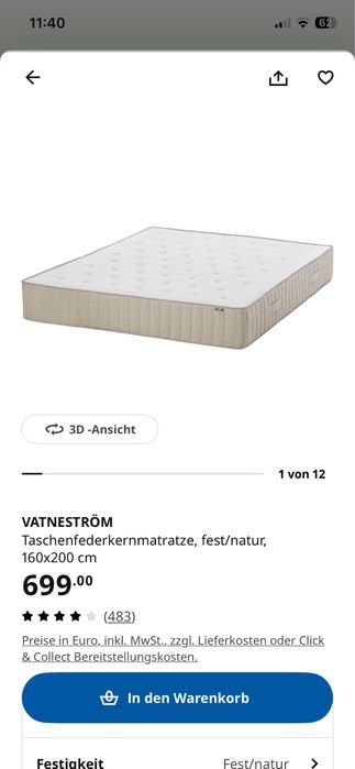 Materac IKEA VATNESTRÖM 160x200 – stan idealny