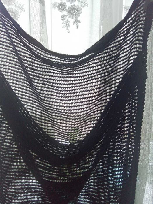 Ażurowy sweterek tunika kardigan czarny plaża L 40
