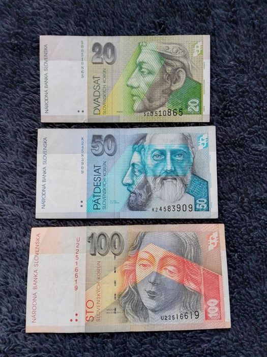 Zestaw banknotów Słowacja