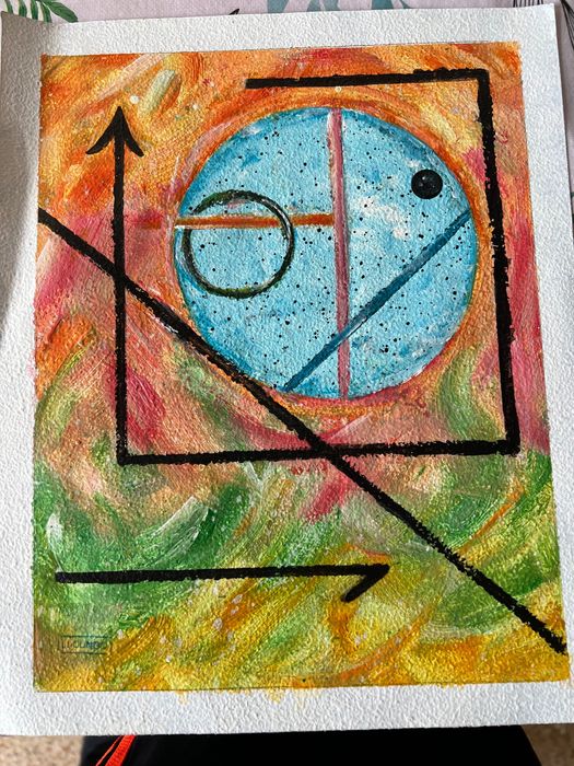 Original pintura abstrato arte pobre reciclagem feito a mao vice versa