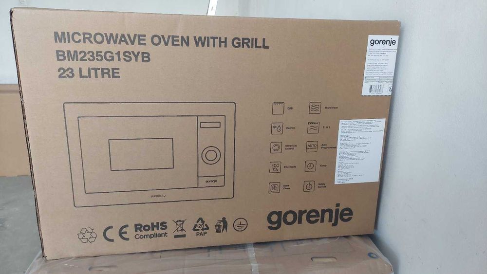 Мікрохвильовка з грилем Gorenje BM235G1SYB микроволновка, нова