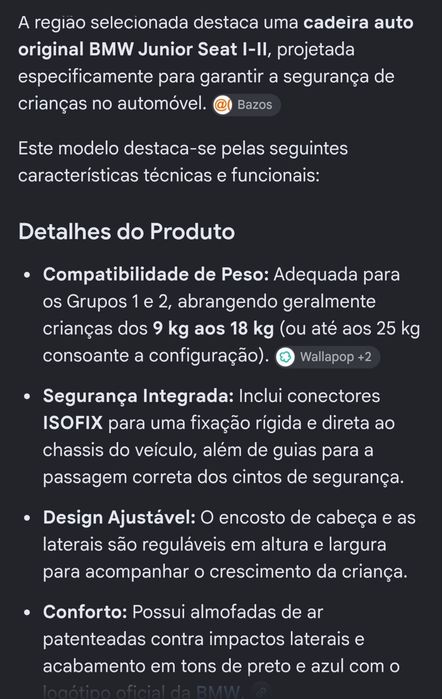 Cadeira auto BMW