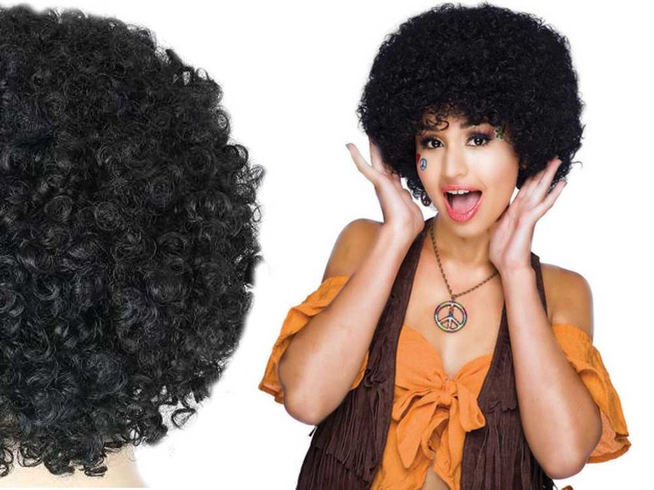 Peruka Afro Czarna Kręcona Włosy Karnawał Halloween Party
