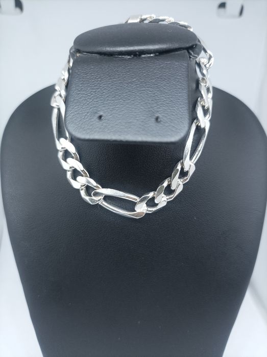 Srebrna bransoletka figaro 925 długość 19 cm