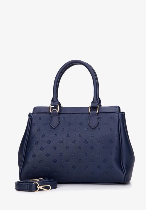 ZARA LUKSUSOWA Torebka z monogramem granatowa