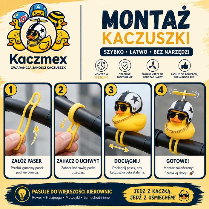 Gumowa Kaczka Kaczuszka Do Roweru lub Samochodu