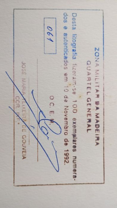 Quadro com litografia do Palácio de São Lourenço, Madeira, n.61/100