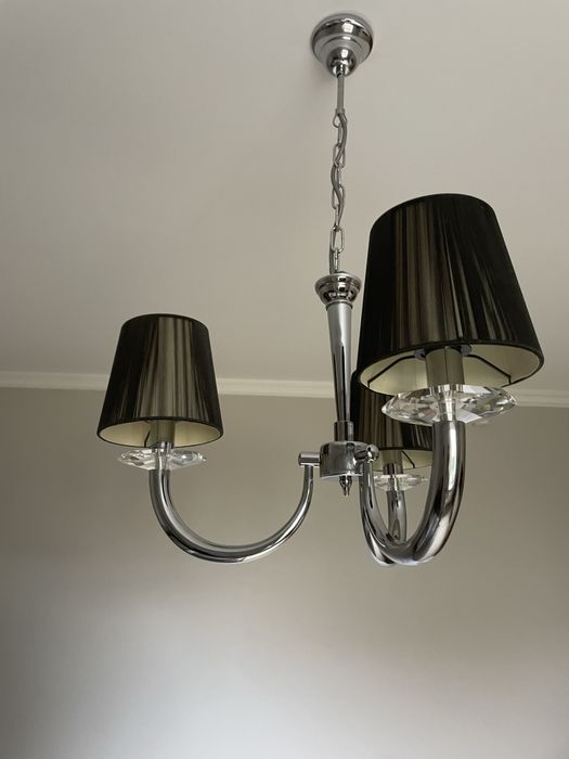 Żyrandol glamour, czarny z kryształami