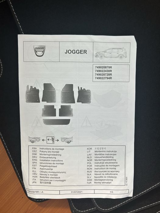 Conjunto de tapetes de borracha originais da Dacia Jogger