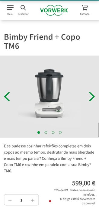 Bimby Tm 6 completa + Bimby Friend base com copo por apenas 1.100 euro