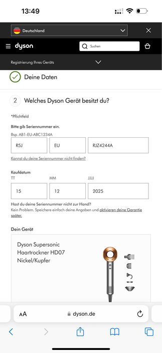 Дайсон фен Dyson Supersonic HD07 Nickel Copper Новий Оригінал!