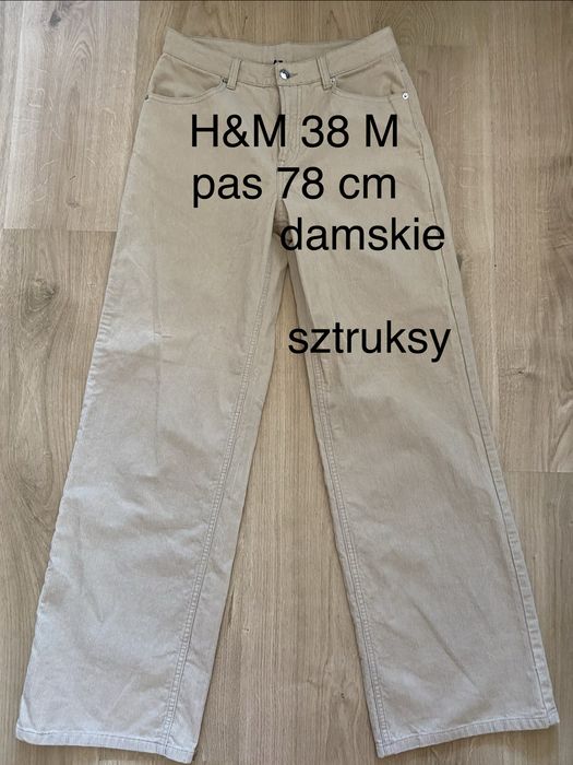 H&M divided 38 M beżowe damskie spodnie sztruksy sztruksowe