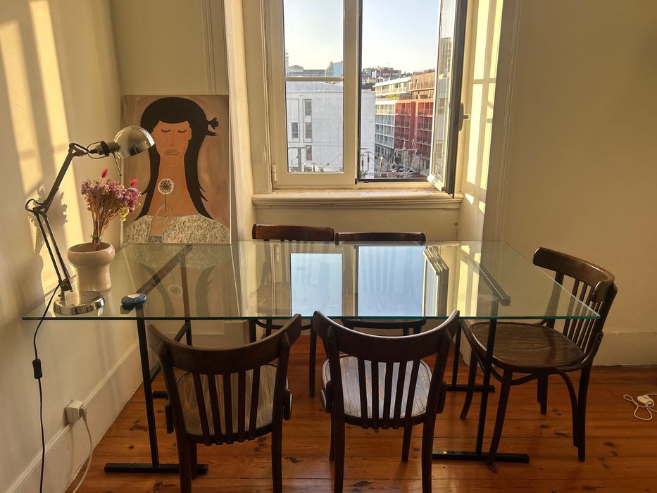 Mesa de jantar de vidro