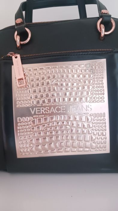 Carteira preta e rosa Versace