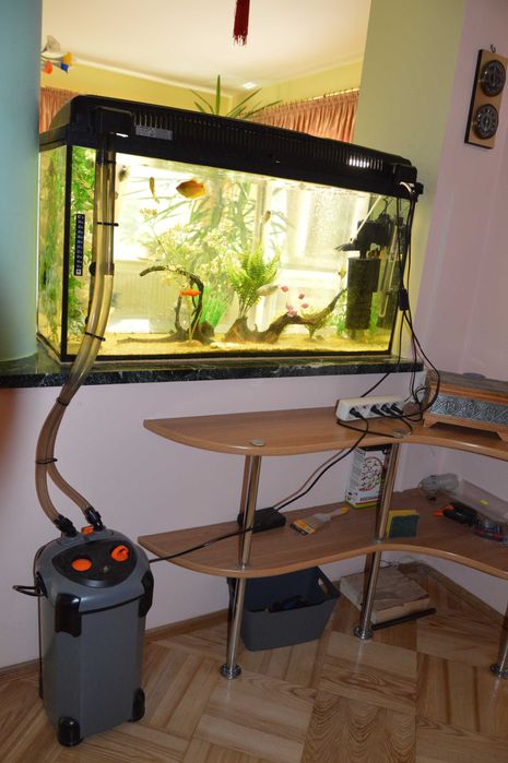 Akwarium 150 L z wyposażeniem.