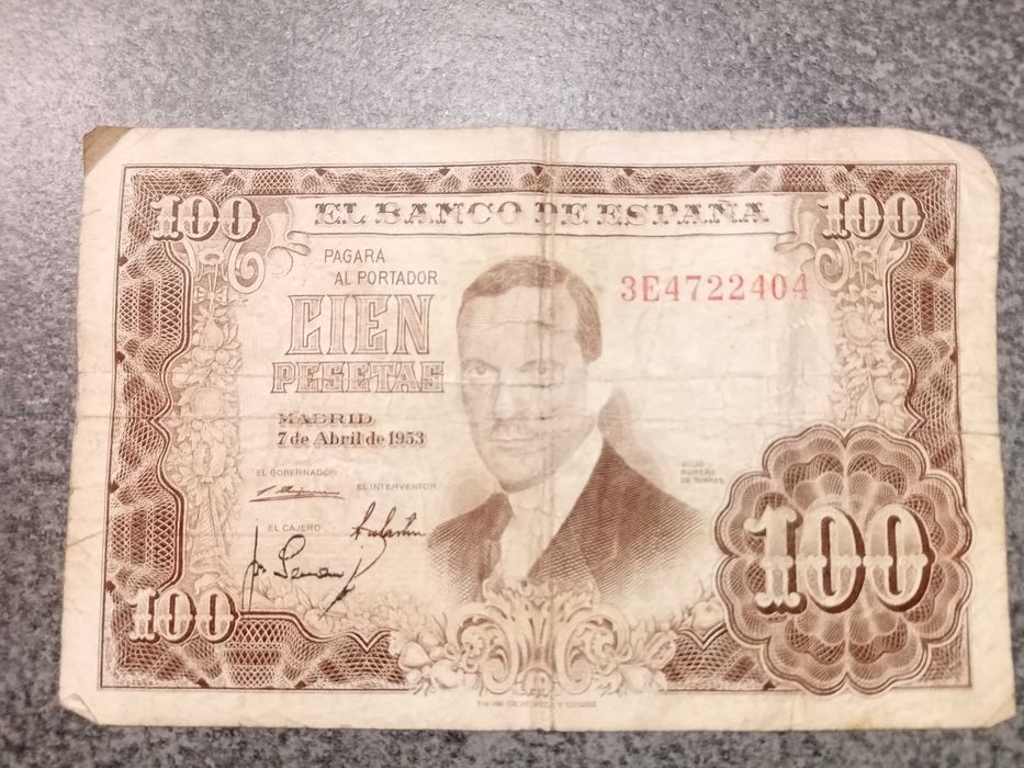 Notas Antigas Coleção Espanha Cien 100 Pesetas