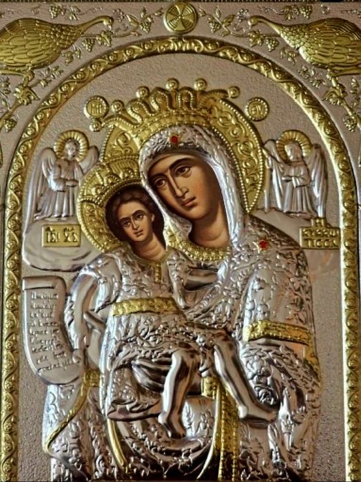 Piękna Ikona Grecka Matka Boska z Dzieciątkiem Jezus.