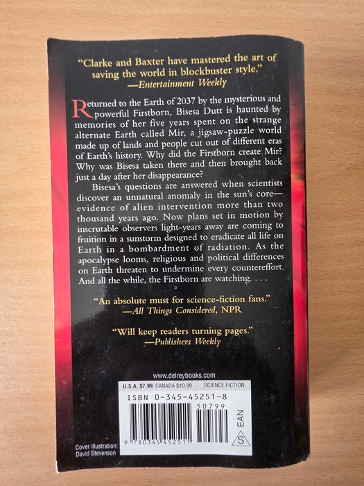 Livro de ficção científica "Sunstorm" de Arthur C. Clarke e Stephen Baxter