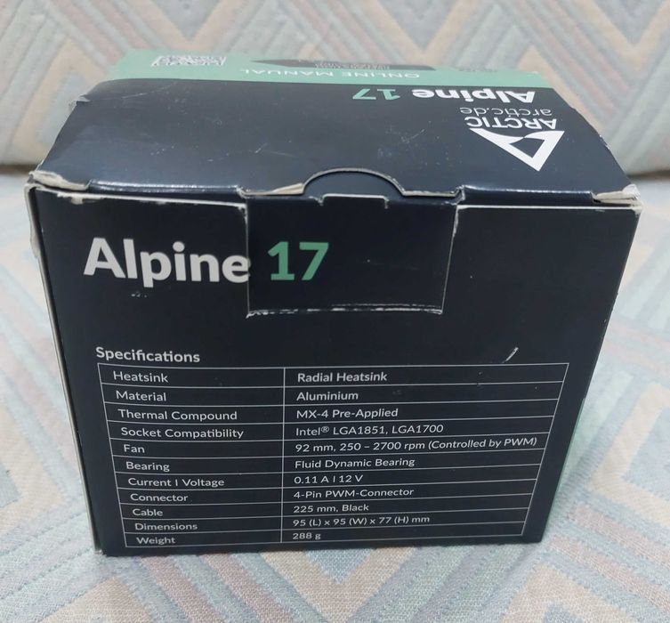 Cooler CPU ARCTIC Alpine 17 Cooler de CPU LGA1700 PWM 92mm
