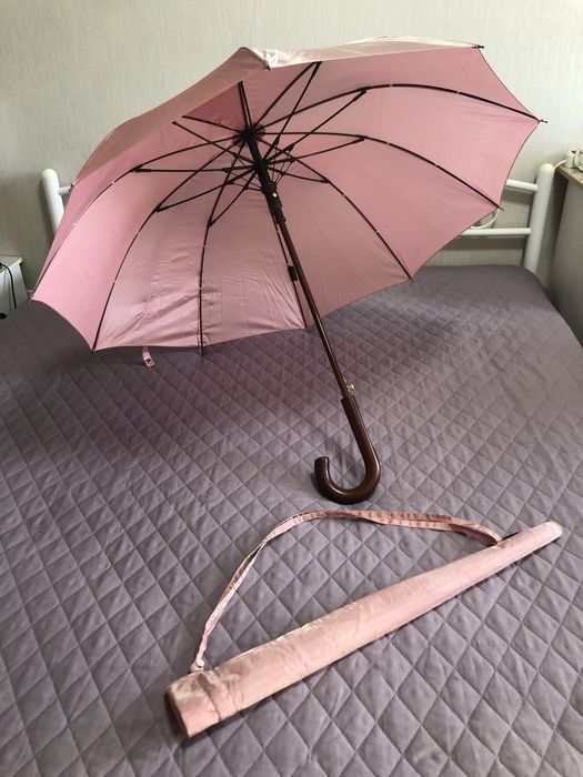 Прочный розовый большой перламутровый зонт трость парасолька