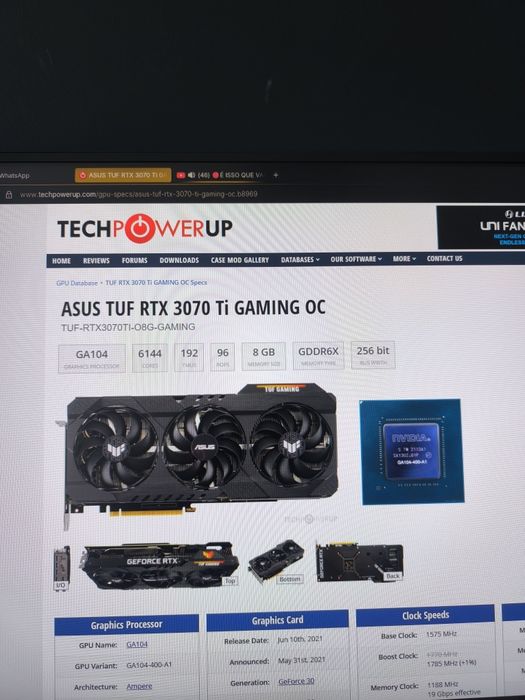 Vendo gráfica ASUS TUF 3070 Ti GAMING OC