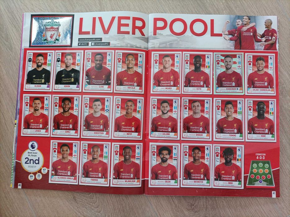 Caderneta de cromos completa Premier League 2019/20