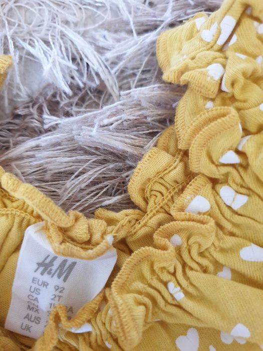 Bawełniana musztardowa koszulka/ tunika H&M w rozmiarze 92