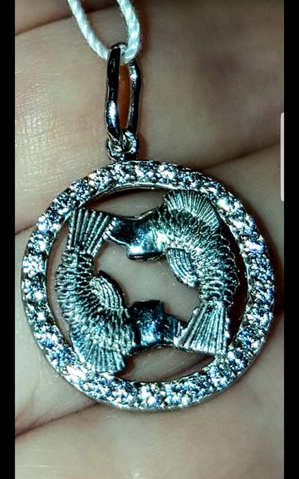 Кулон Подвеска Серебро 925.Знак зодиака рыбы.Циркон.Серебрянный подвес