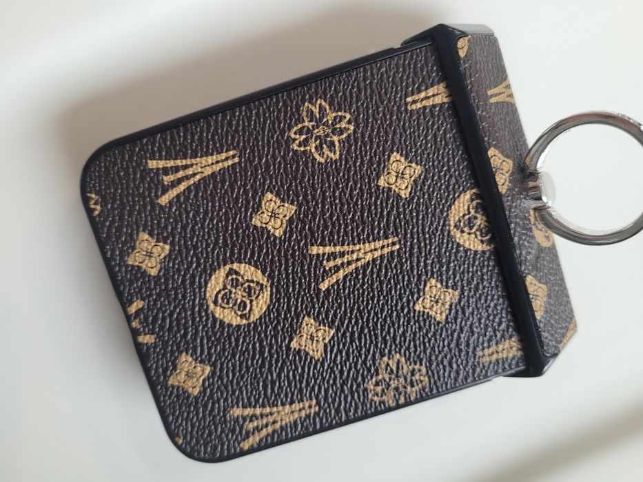 Etui Z Flip 6- pierścień - stojak, skóra retro,twarda obudowa(plastik