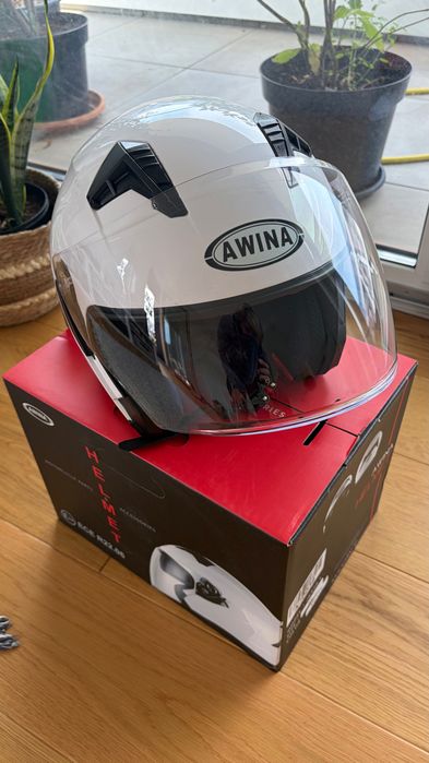 Kask motocyklowy Awina JK528 XL biały z blendą