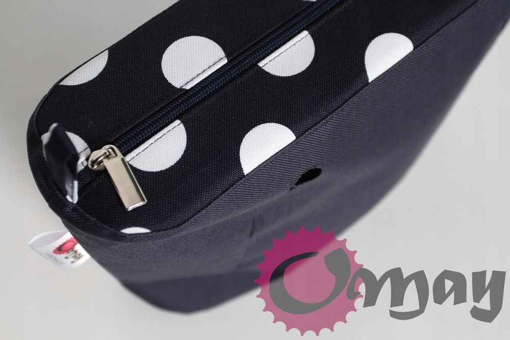 organizer OBAG MINI granatowy wkład groszki białe 2 kieszenie OMAY