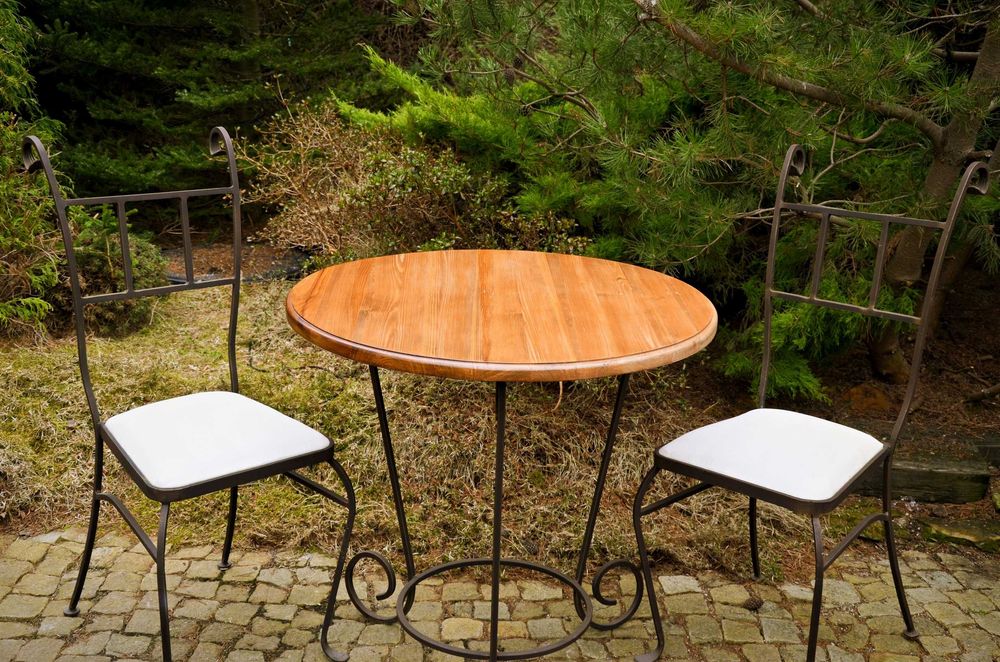 Vintage Drewniany Stół Ogrodowy z krzesłami 80cm