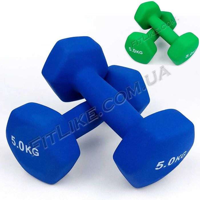 Гантелі 0,5/1/1,5/2/3/4/5кг металеві прогумовані вінілові для фітнеса