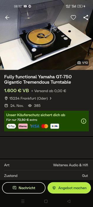 YAMAHA GT 750 один з найкращих програвачів вінілу,перероблений під євр