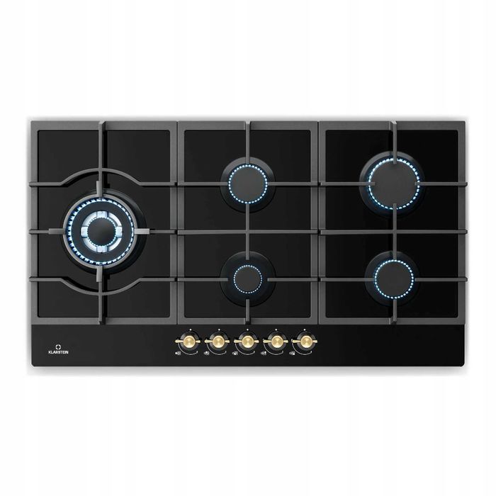 Płyta gazowa do zabudowy klarstein 5 palników 90cm szkło czarna