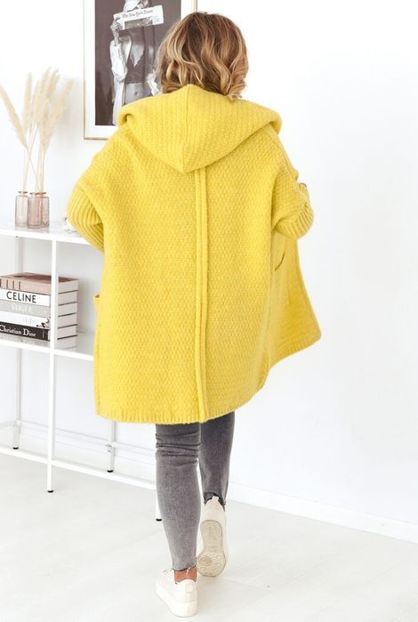 KARDIGAN damski oversize cytryna nowość Polski producent