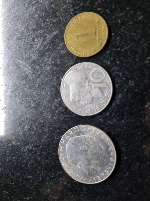 Monety srebrne schylling Austria 10 i 25 i 1 schylling 3 szt.