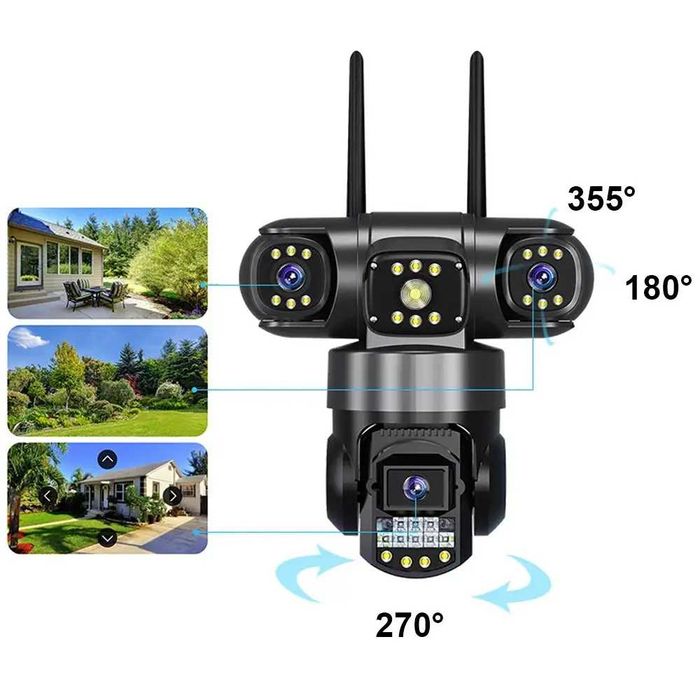 Уличная камера наблюдения WIFI, 3 объектива, 15МР, SC28. Арт. 56214