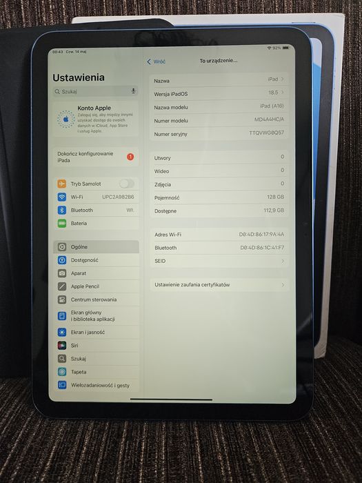 Apple iPad 11th Gen A16 - stan idealny