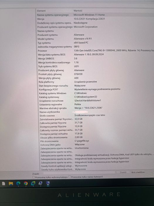 Laptop DELL Alienware x16 i9-13900HK 32GB RAM 2TB SSD GeForce RTX4080