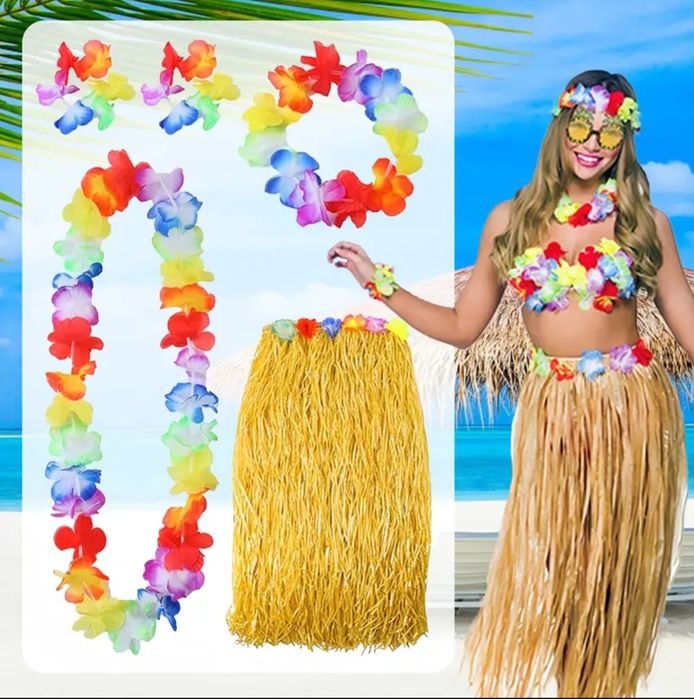 Kostium strój przebranie Damski zestaw hawajski żólty hawaje nowy