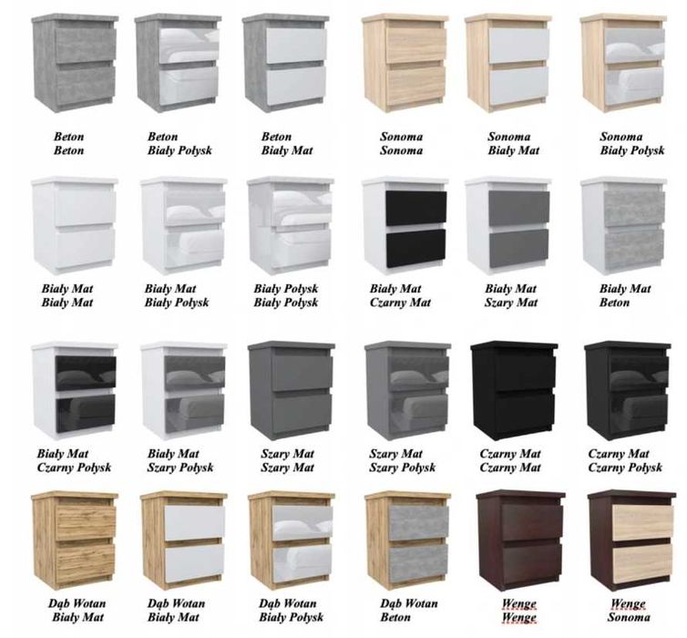 Nowoczesna SZAFKA NOCNA Stolik RTV Komoda Kolory - WYPRZEDAŻ