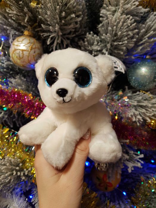 TY Beanie Boos глазастик белый мишка, полярный медведь ARI 15 см