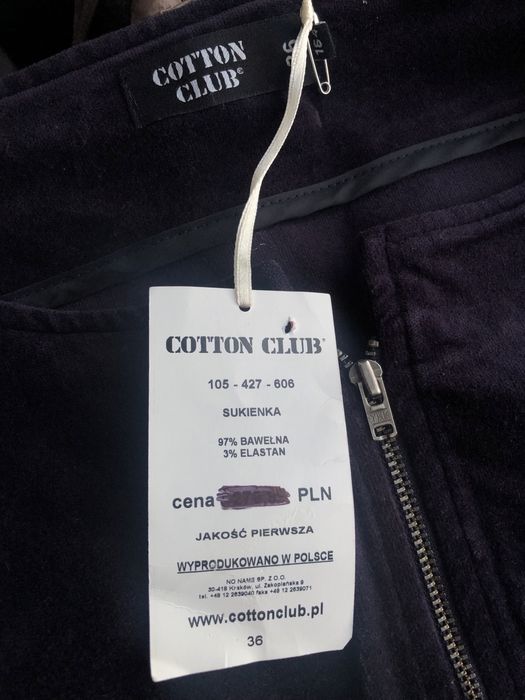Sukienka sztruksowa Cotton Club | Granatowa/Rozmiar 36 S