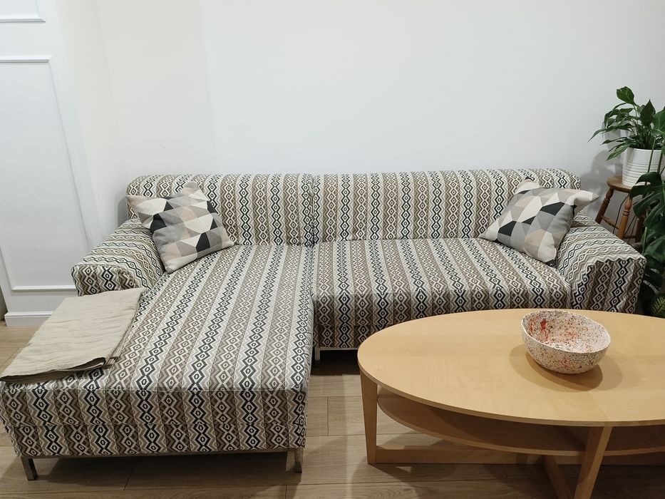 Sofa skórzana Ikea (narożnik) + pokrowiec Dekoria